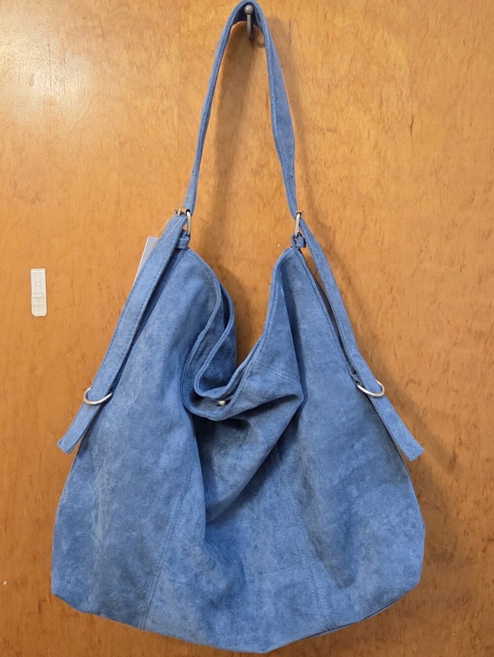 Francesca's Blue Faux Suede Large Shoulder Bag